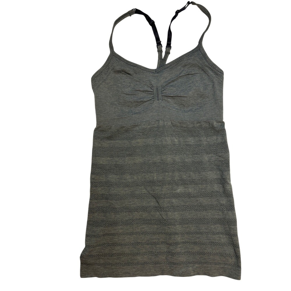 Lululemon Ebb To Street Tank Top Heathered Grey Ruched Shelf Bra Camisole Womens